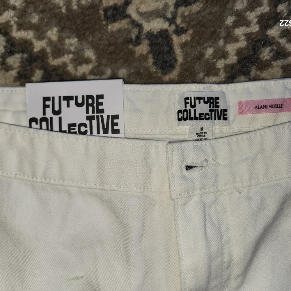 Women's off-white, straight leg, Future Collectives 100% cotton jeans